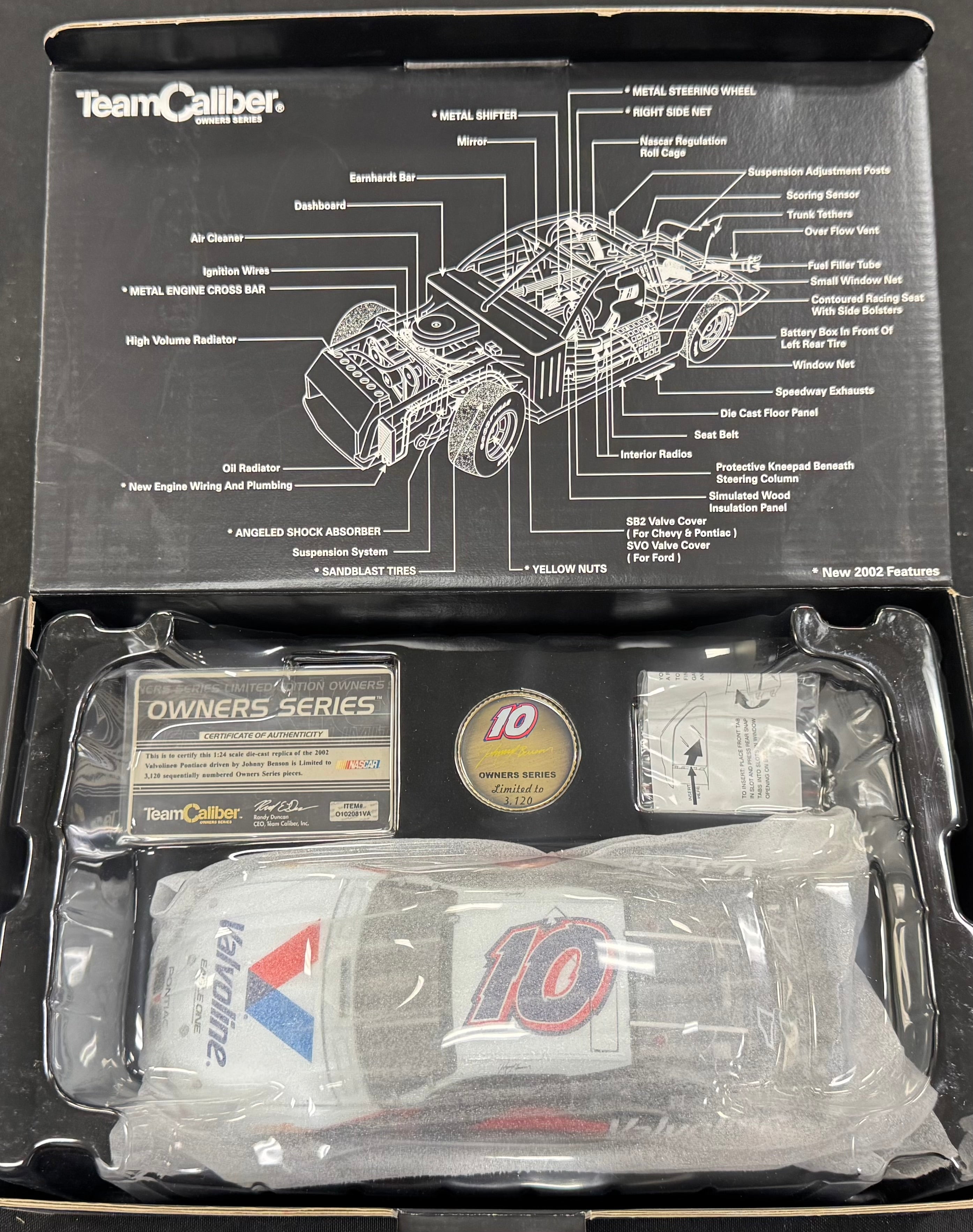 Johnny Benson #10 Valvoline Eagle One 2002 Team Caliber 1:24 Diecast Car /3120