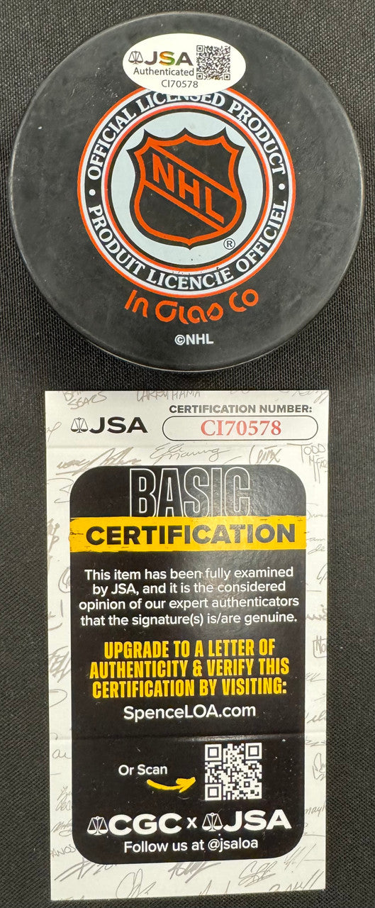 Allan Stanley Signed Autographed Puck JSA Cert