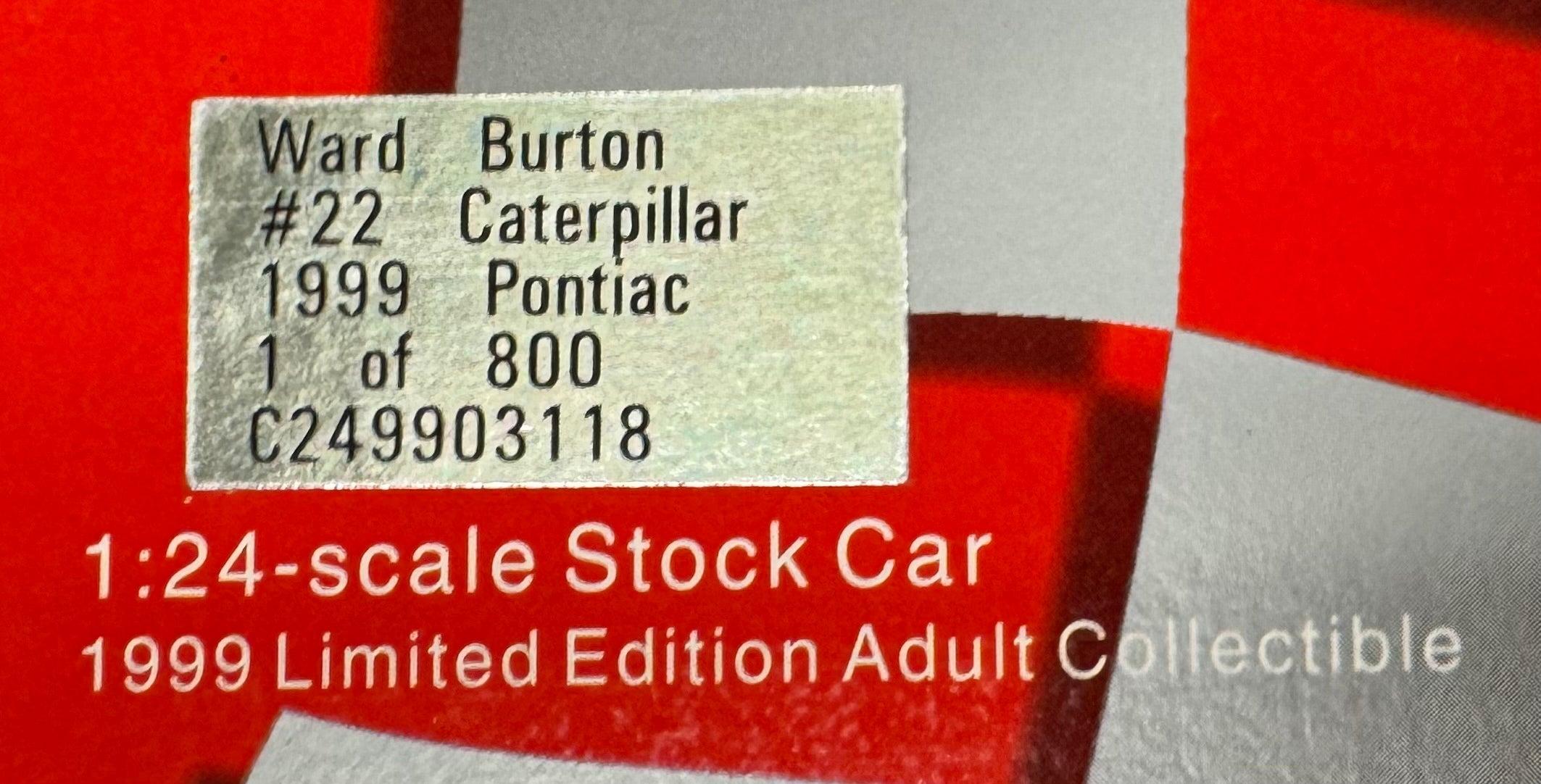 Ward Burton #22 CAT 1999 Pontiac Bank Action Racing 1:24 Diecast Car /800