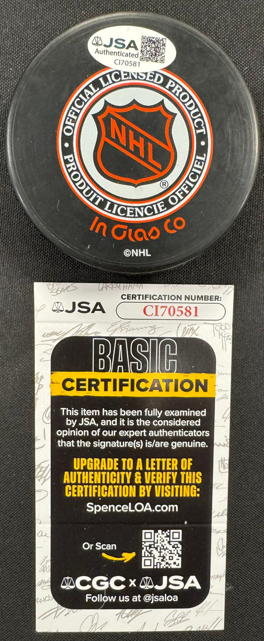 Red Kelly Signed Autographed Inscribed Puck JSA Cert