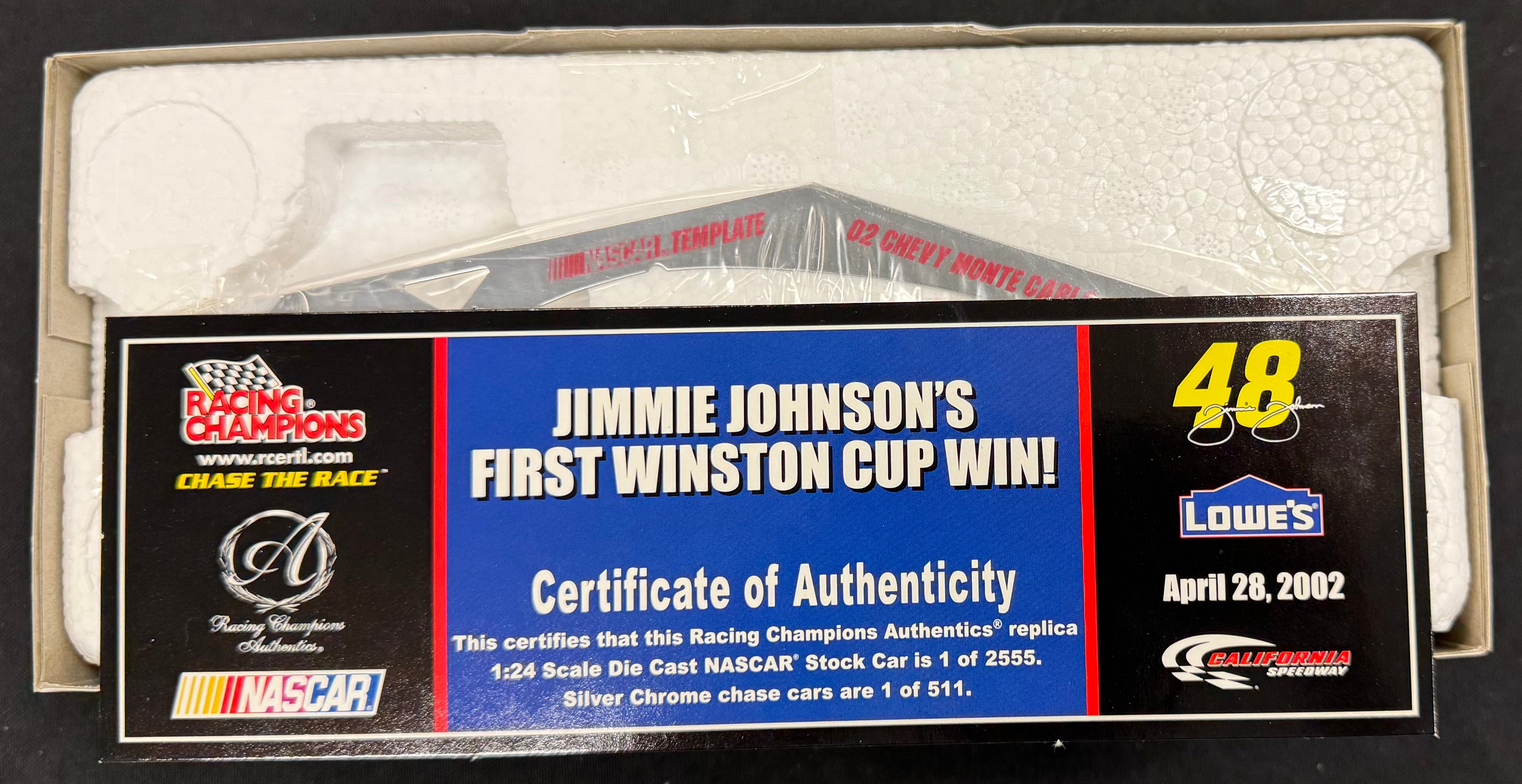 Jimmie Johnson #48 Lowes 2002 Racing Champions Authentics 1:24 Diecast Car /2555