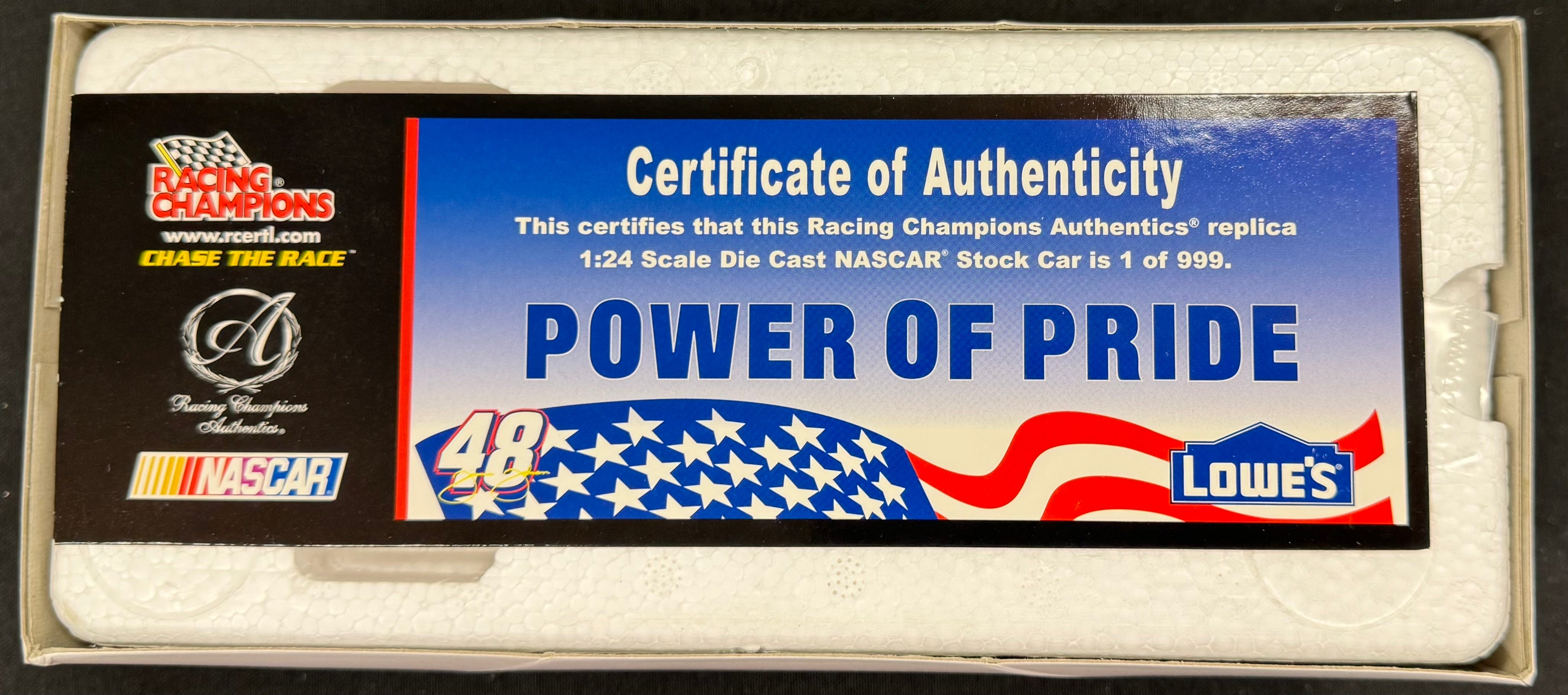 Jimmie Johnson #48 Lowe's Power of Pride Racing Champions 1:24 Diecast Car /999