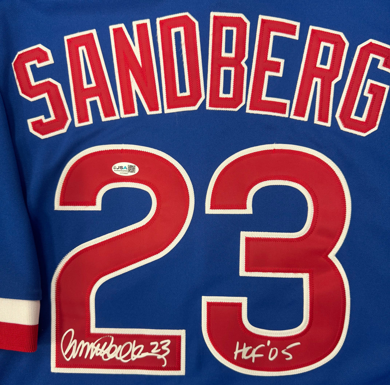 Ryne Sandberg Signed Autographed Inscribed Mitchell & Ness Cubs Jersey Sz 52 JSA