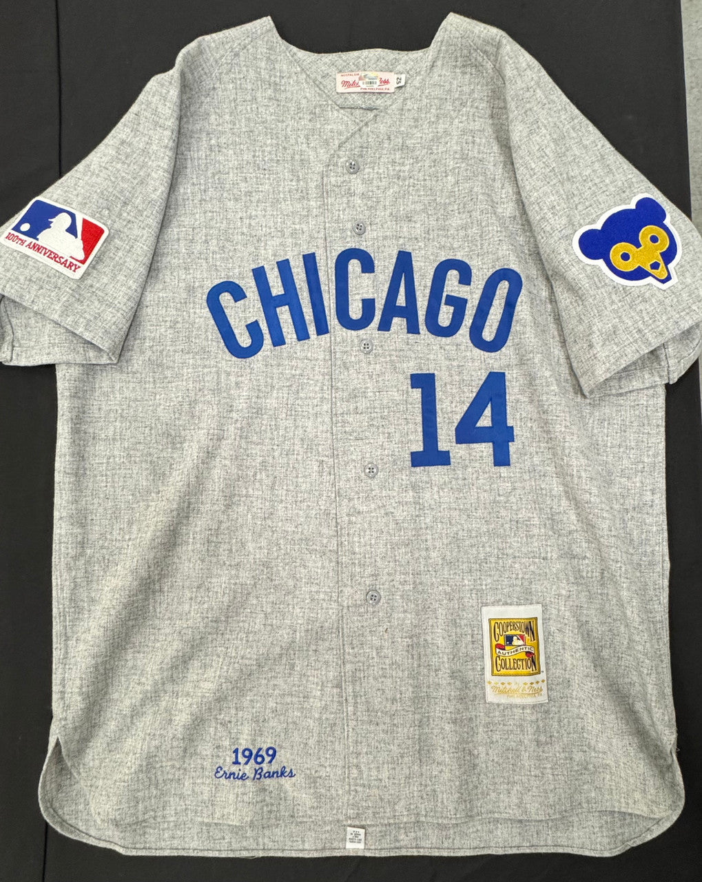 Ernie Banks Signed Autographed Mitchell & Ness Nostalgia Jersey Sz 52 Fanatics
