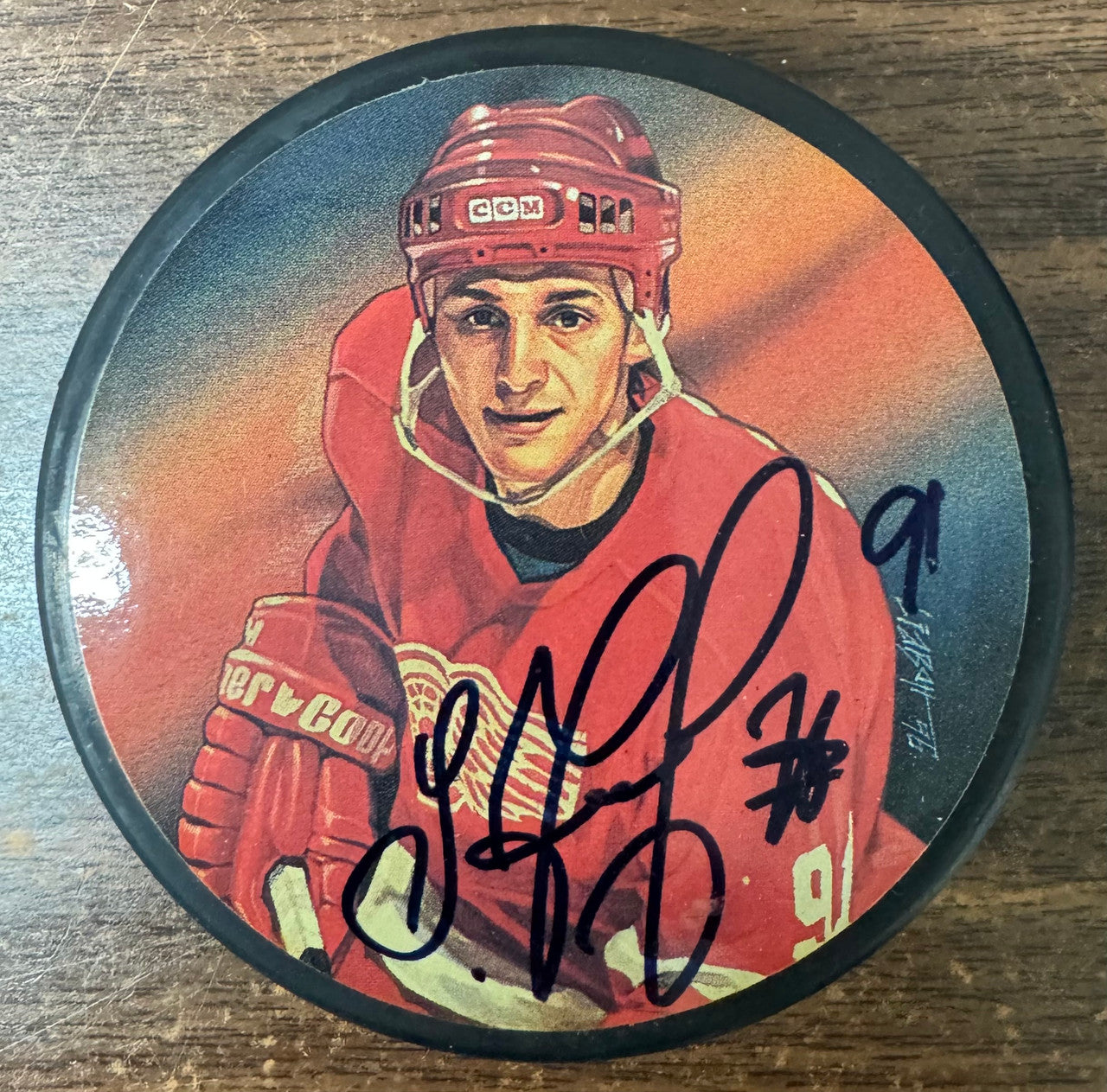 Sergei Federov Signed Autographed Litho Puck JSA Cert