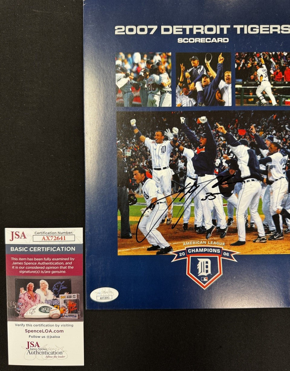 Justin Verlander Signed Autographed 2007 Tigers Scorecard JSA