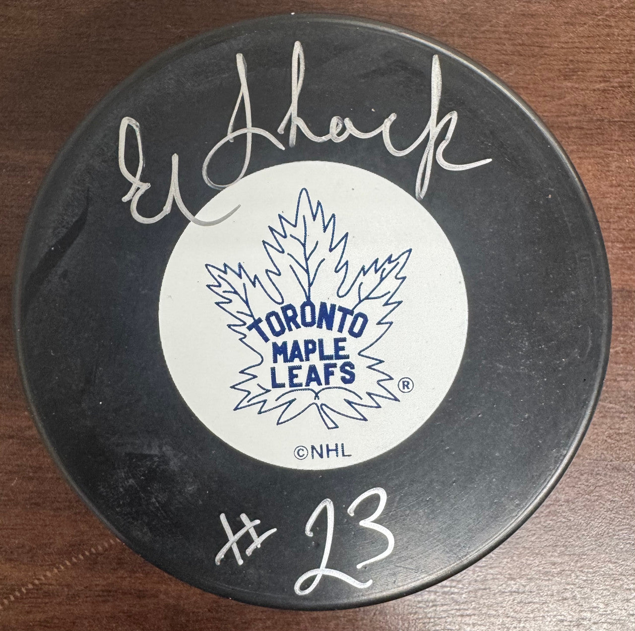 Eddie Shack Signed Puck Maple Leafs JSA Cert