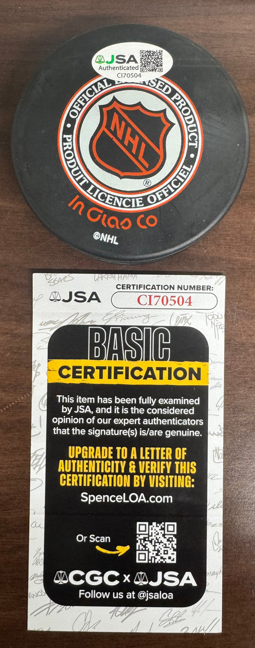 Eddie Shack Signed Puck Maple Leafs JSA Cert