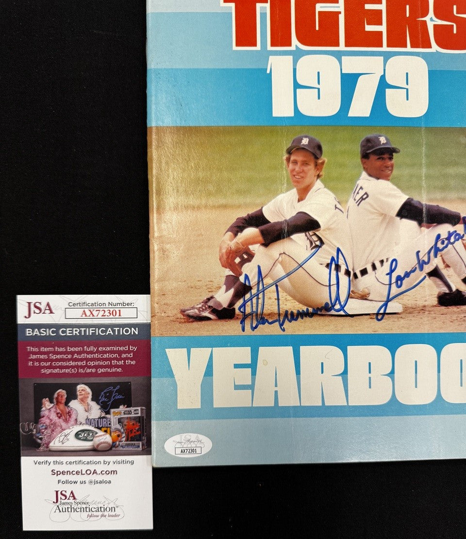 Alan Trammell Lou Whitaker Signed Autographed Tigers 1979 Yearbook JSA