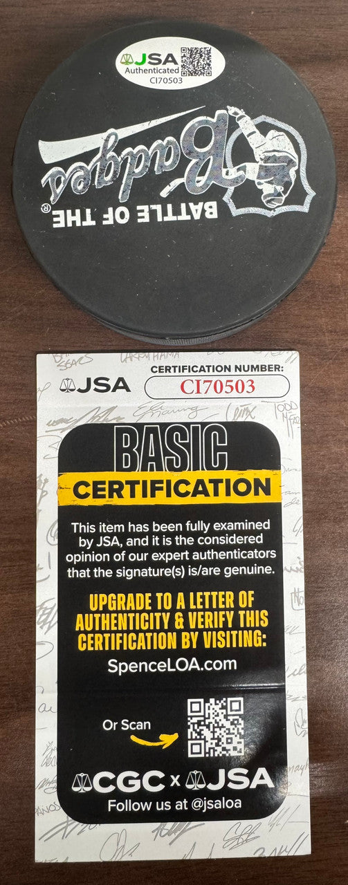 Tiger Williams Signed Autographed Puck JSA Cert