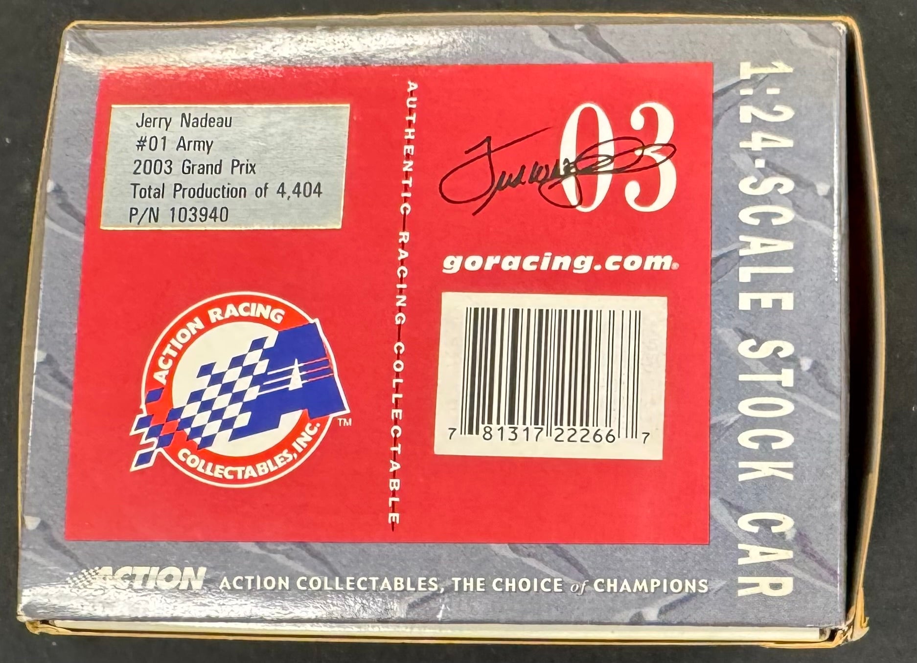 Jerry Nadau #01 U.S. Army 2003 Action Racing 1:24 Diecast Car /4404