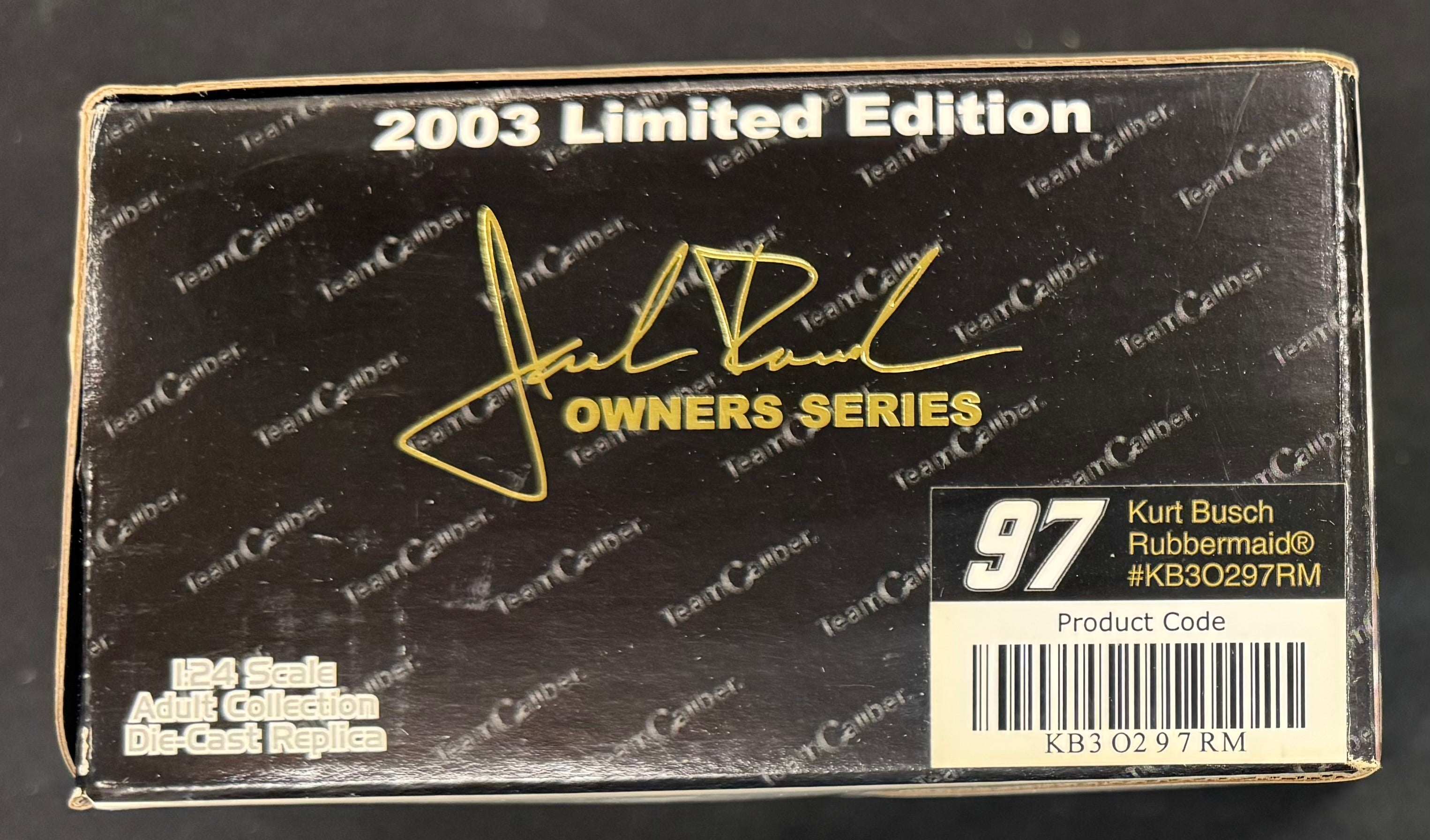 Kurt Busch #97 Rubbermaid 2003 Team Caliber 1:24 Diecast Car /5004