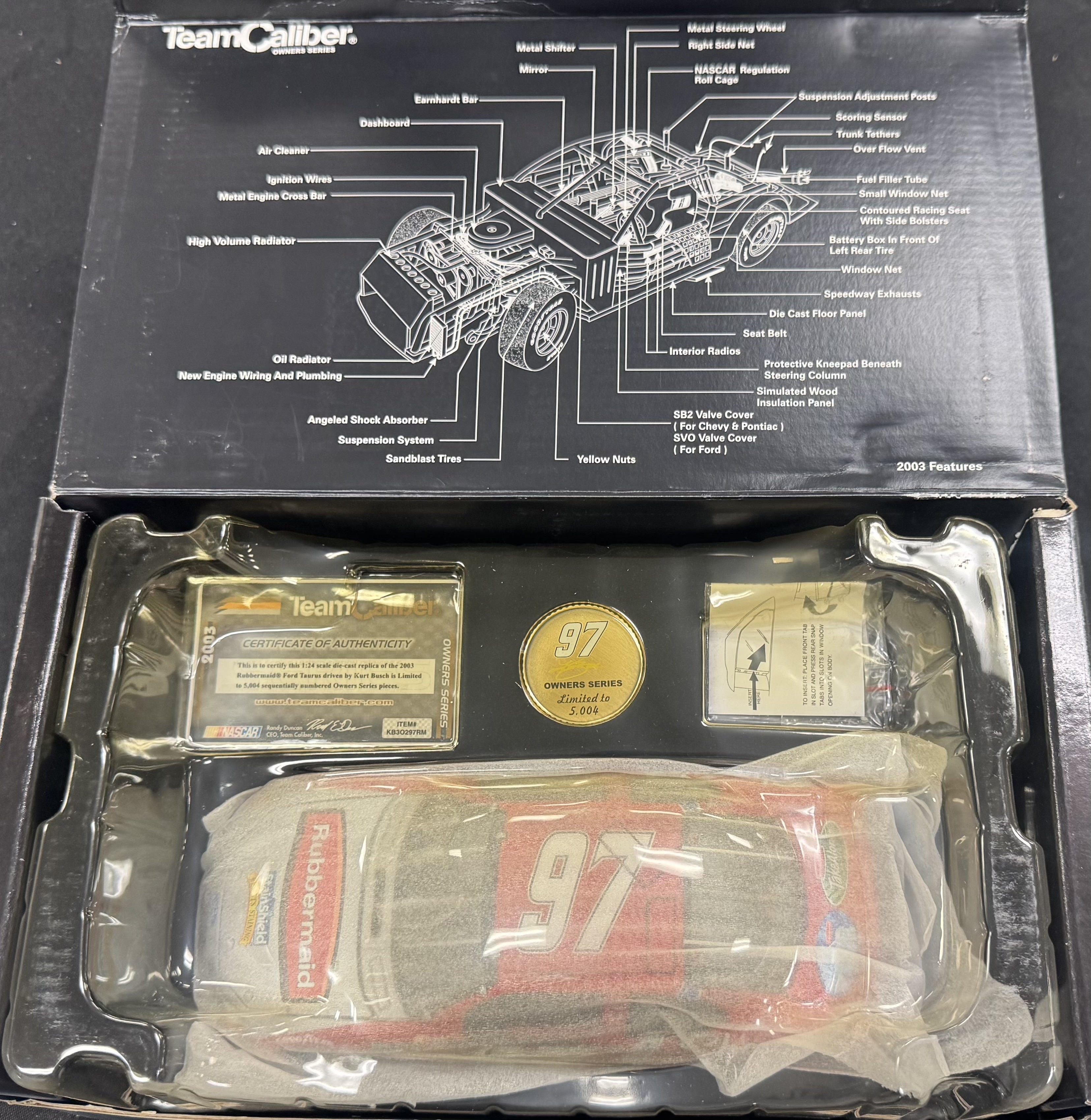 Kurt Busch #97 Rubbermaid 2003 Team Caliber 1:24 Diecast Car /5004