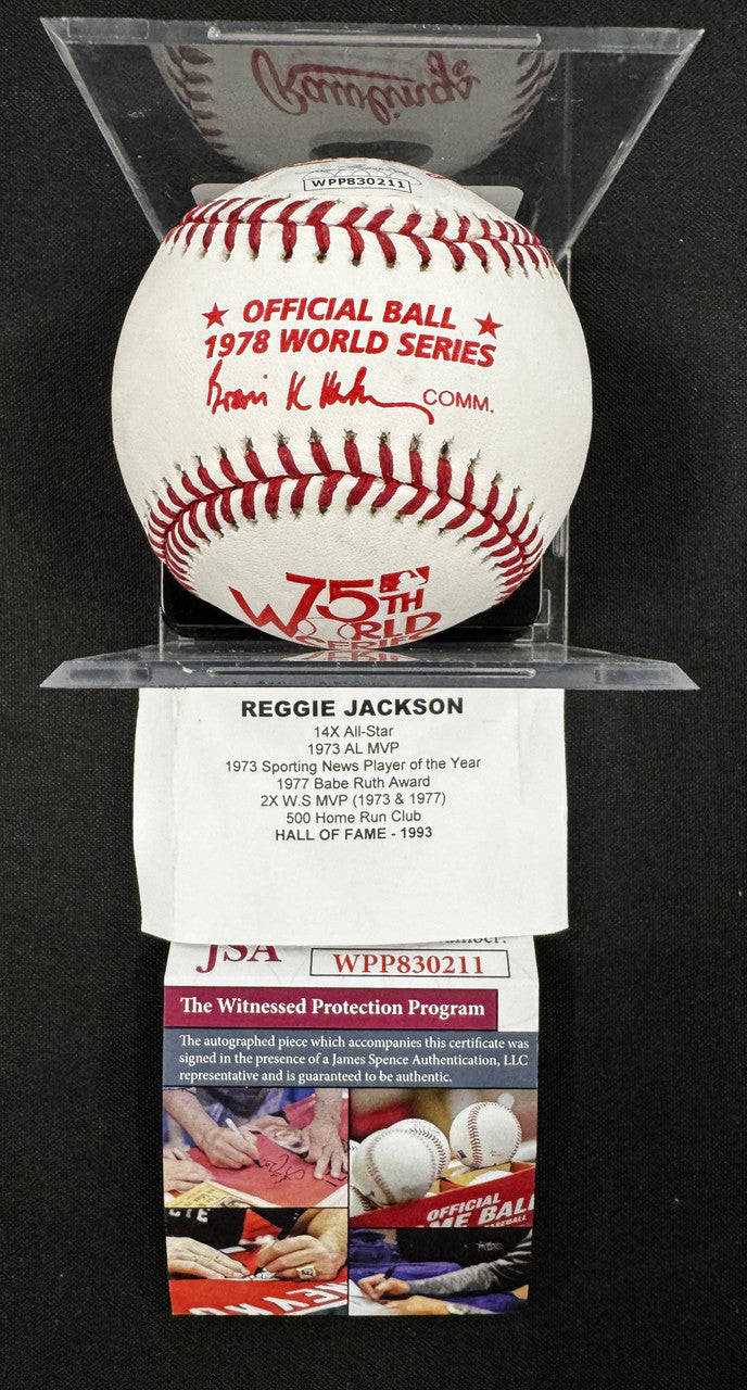 Reggie Jackson Signed Autographed Rawlings 75th World Series Baseball JSA