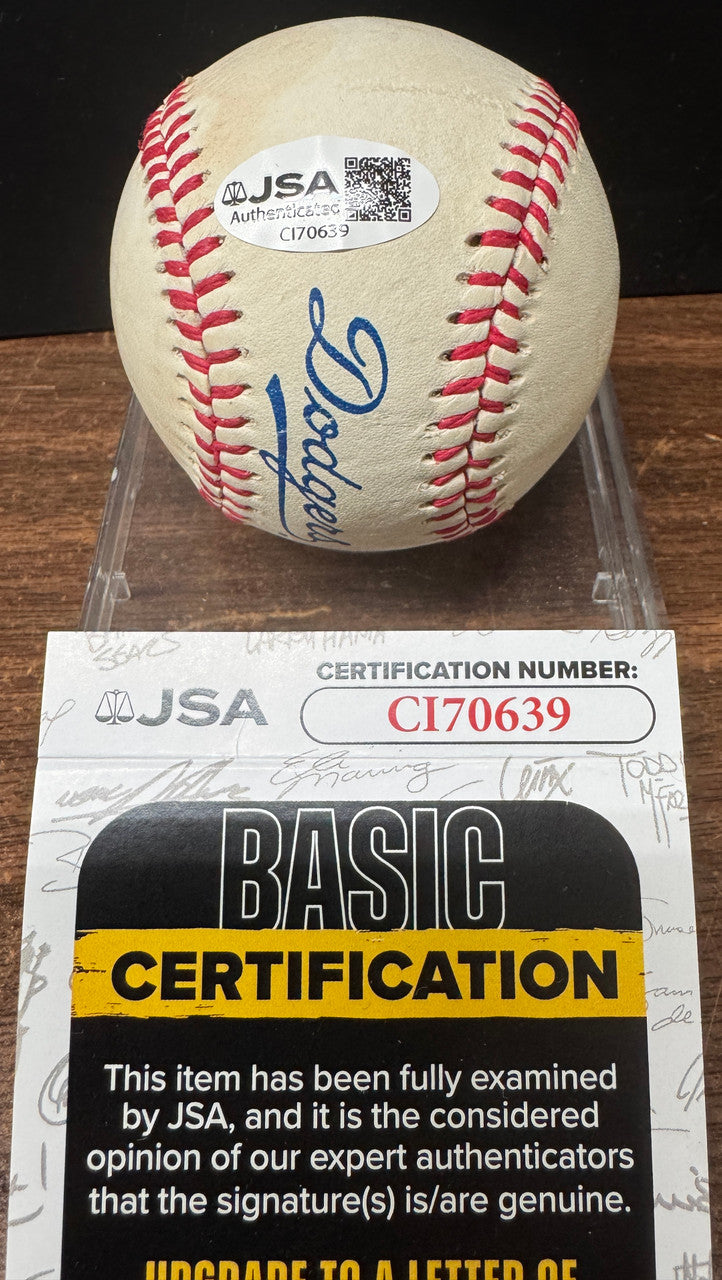 Tommy LaSorda Signed Autographed Dodgers Logo Baseball JSA
