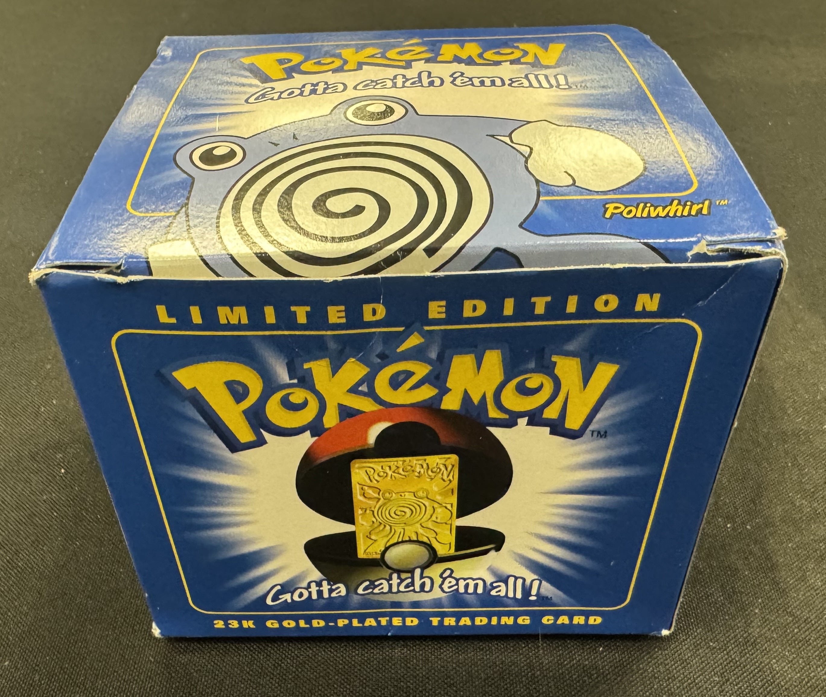 1999 Pokemon Burger King Poliwhirl 23kt Gold Card in Blue Box READ