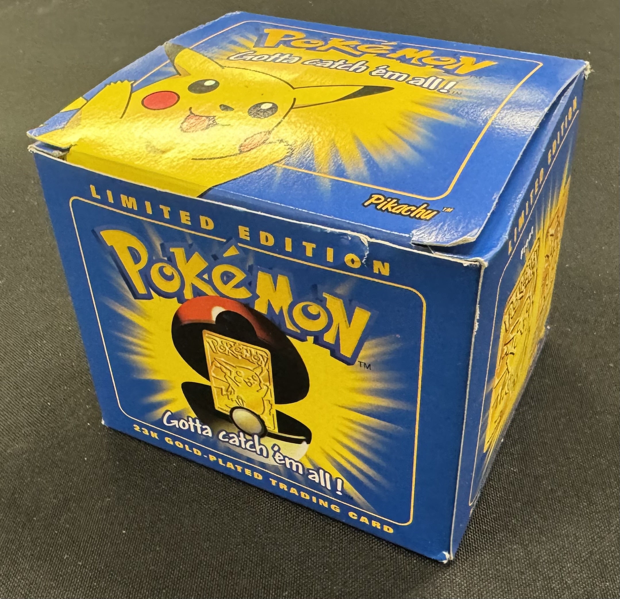 1999 Pokemon Burger King Pikachu 23kt Gold Card in Blue Box READ