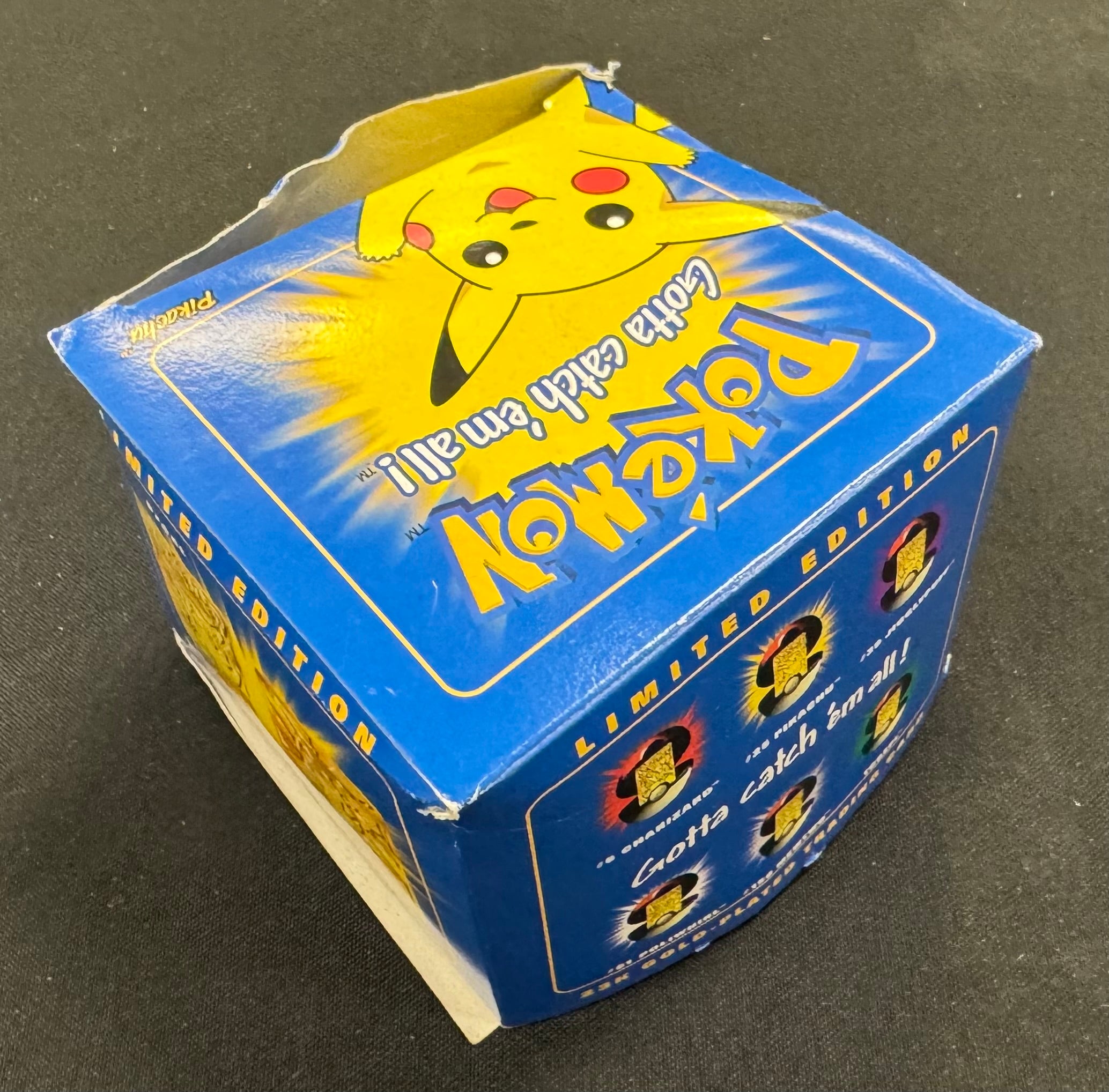 1999 Pokemon Burger King Pikachu 23kt Gold Card in Blue Box READ (A)