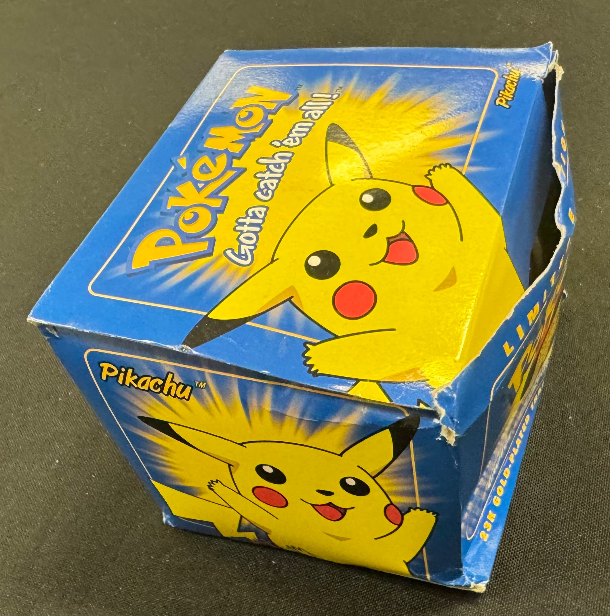 1999 Pokemon Burger King Pikachu 23kt Gold Card in Blue Box READ (A)