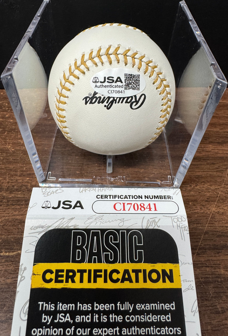 Michael Young Signed Autographed Rawlings Gold Glove Baseball Ball JSA