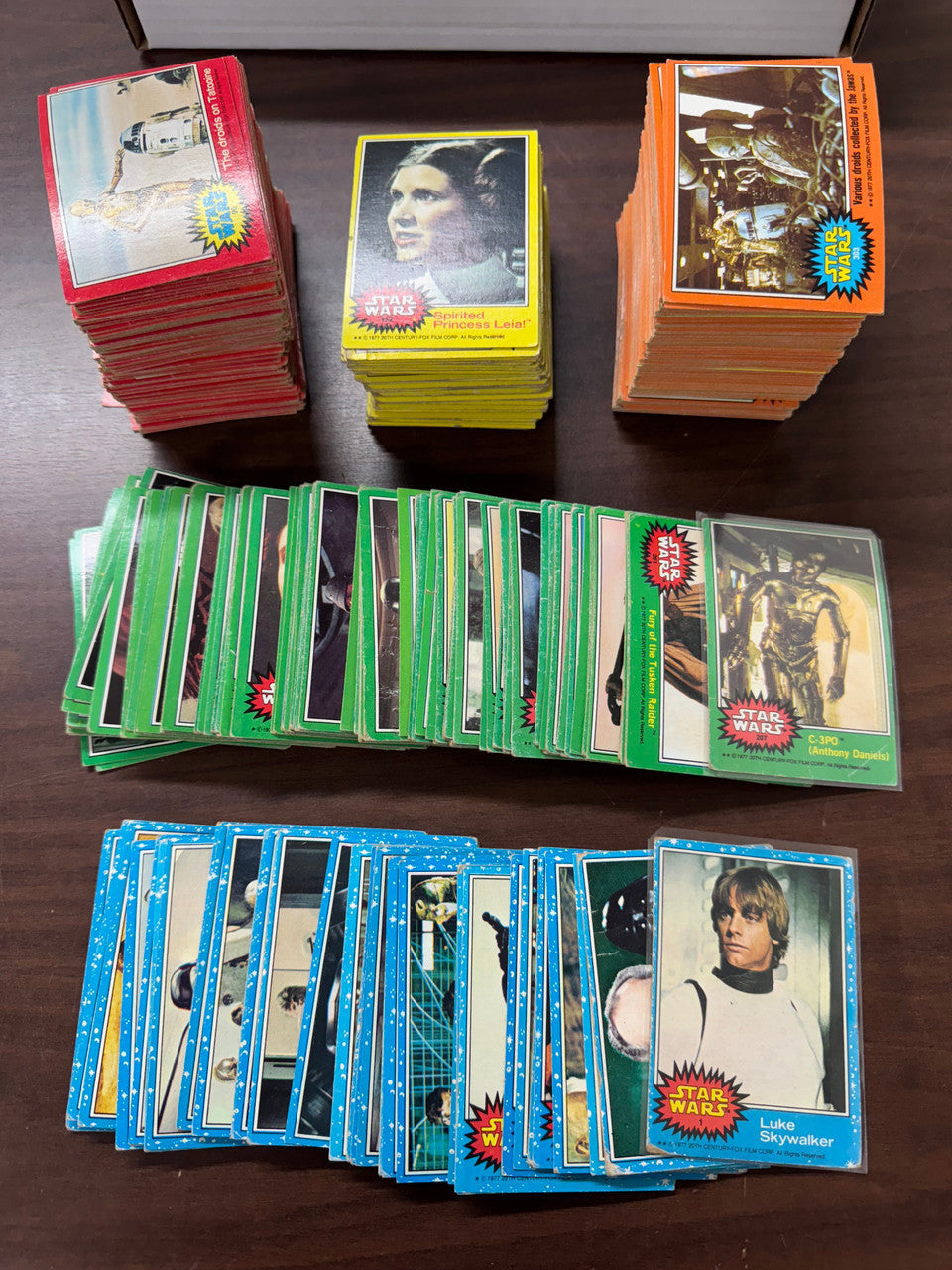 1977 Topps Star Wars Series 1-5 Lot (595) W/ Stickers (15) Luke, C3PO, Poor