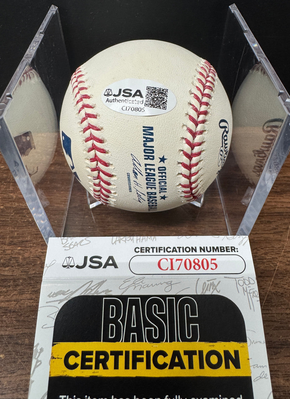 Bob Feller Signed Autographed Rawlings OML Baseball JSA *805