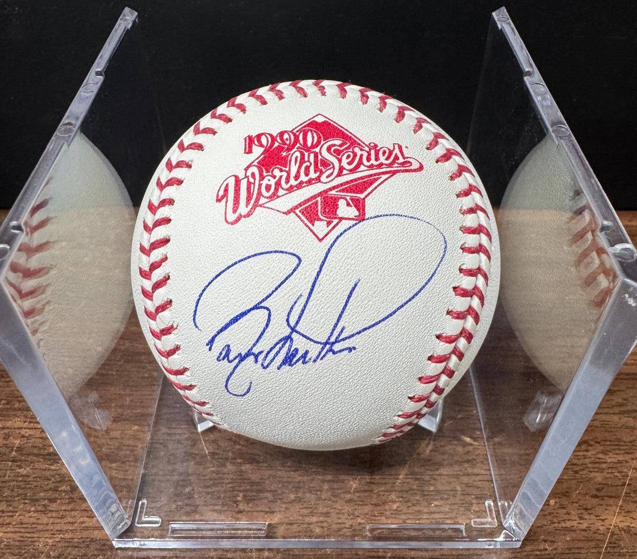 Barry Larkin Signed Autographed Rawlings 1990 World Series Baseball JSA