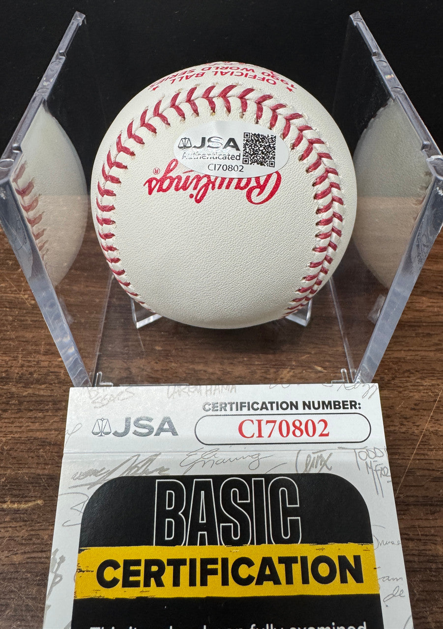 Barry Larkin Signed Autographed Rawlings 1990 World Series Baseball JSA