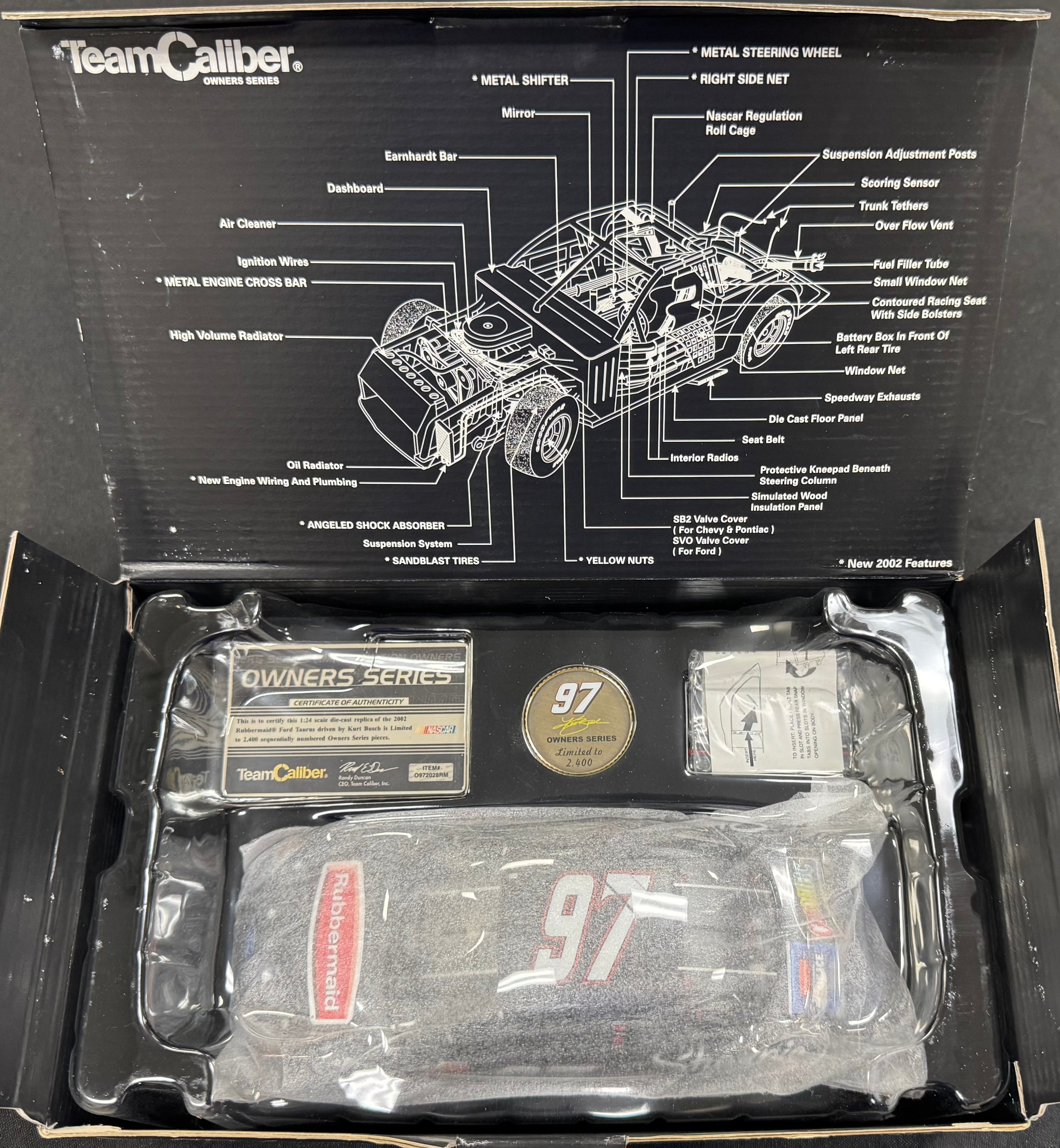 Kurt Busch #97 Rubbermaid Sharpie Racing 2002 Team Caliber 1:24 Diecast Car