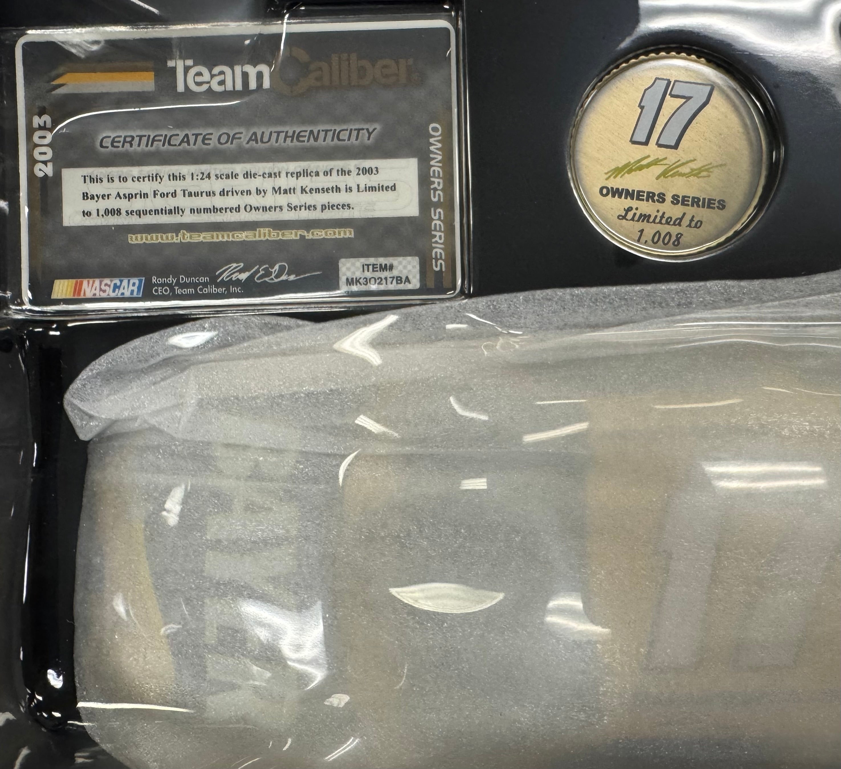 Matt Kenseth #17 Bayer Asprin 2003 Team Caliber 1:24 Diecast Car /1008