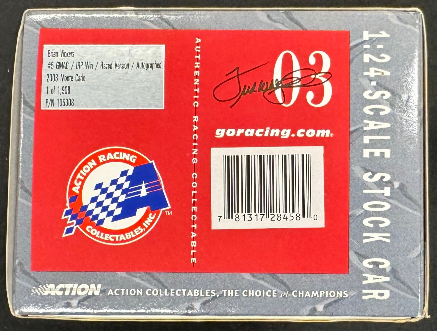 Brian Vickers #5 GMAC Autographed Signed Action Racing 1:24 Diecast Car /1908