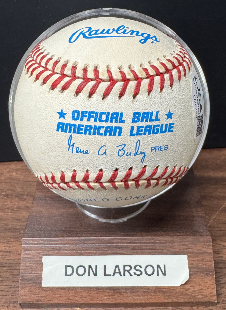 Don Larsen Signed Autographed Inscribed Rawlings OAL Baseball JSA