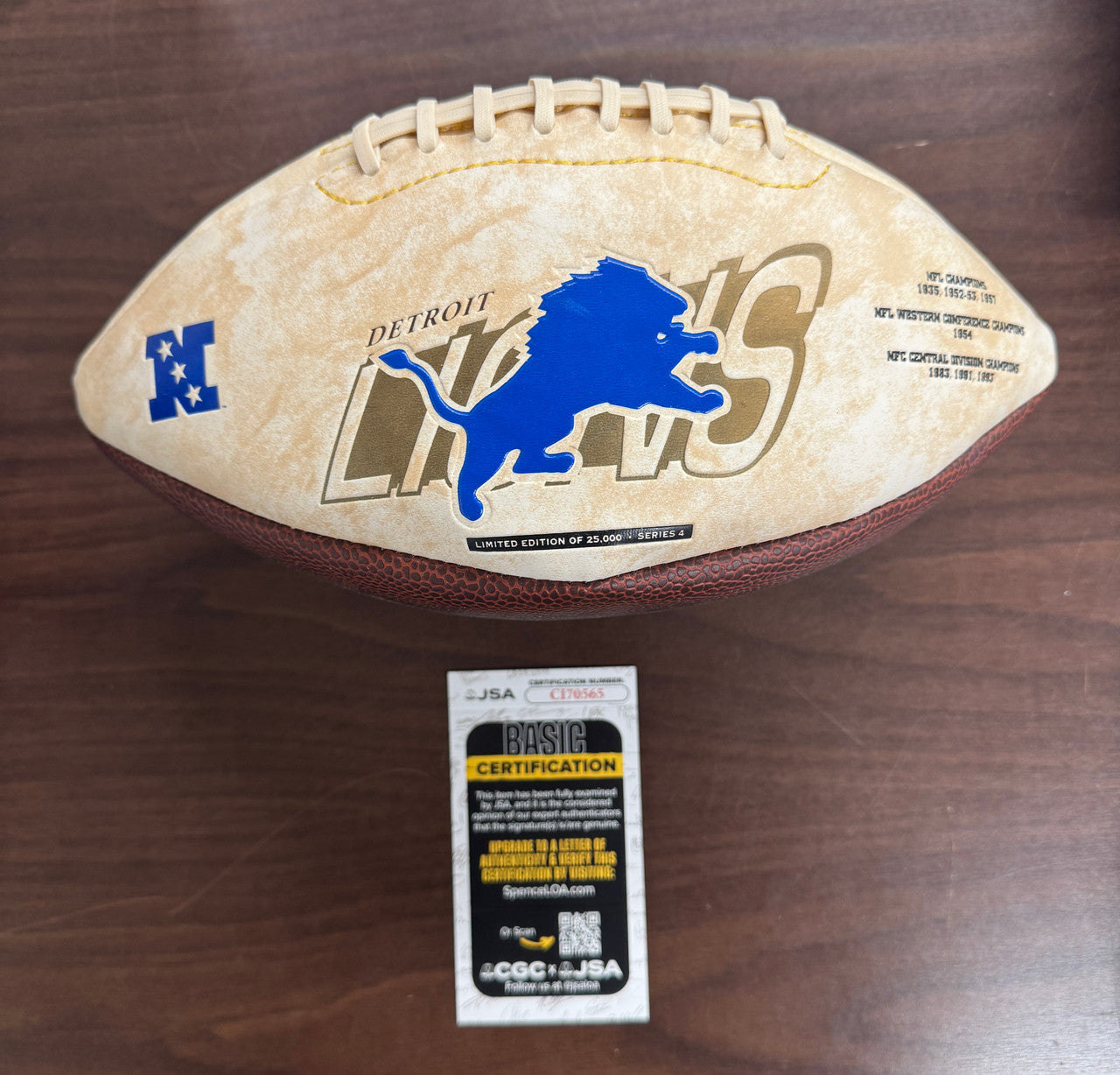 Barry Sanders Signed Autographed Lions Logo Football /25000 JSA