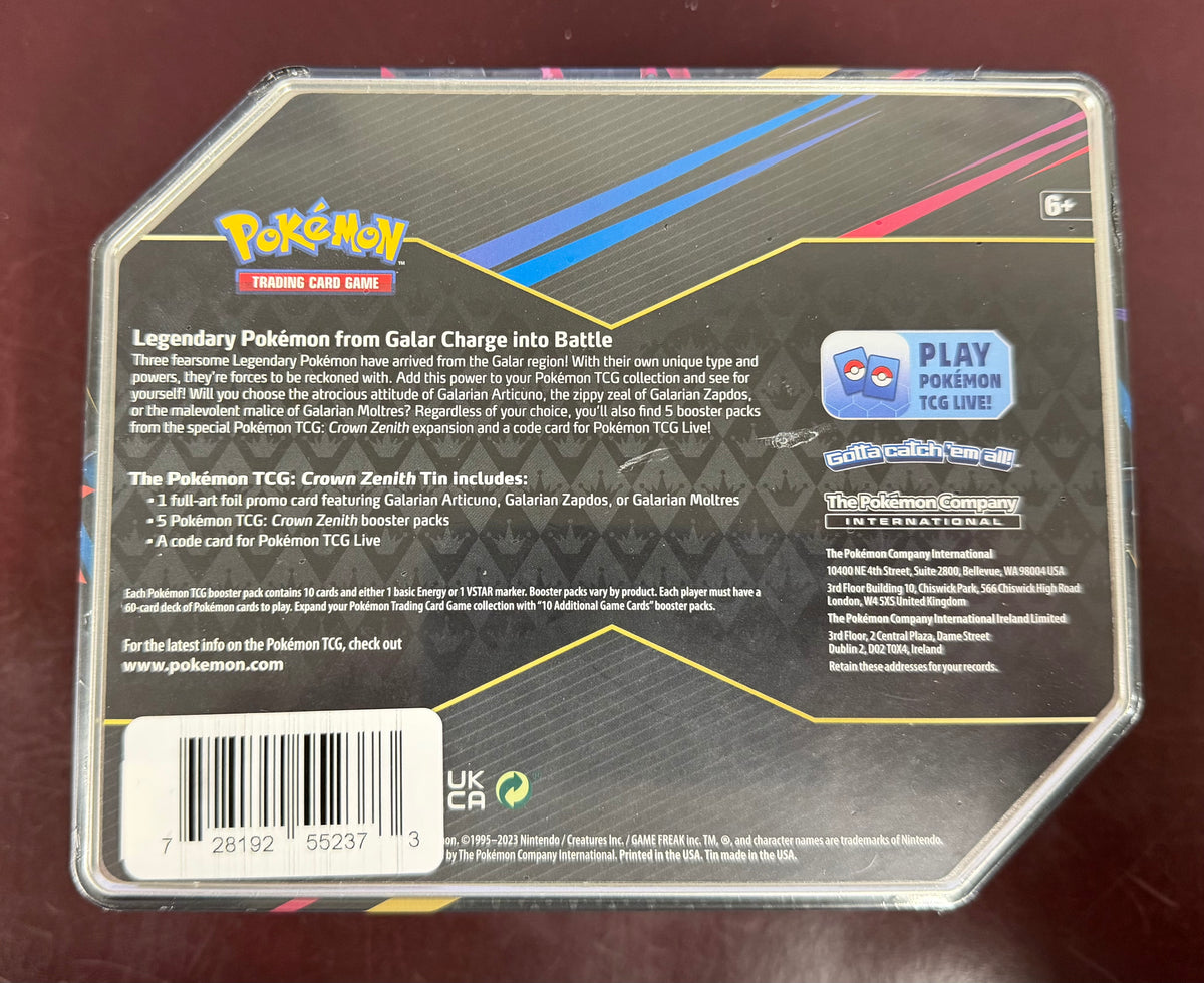 Pokemon: Crown Zenith Galar Bird Tin - Galarian Articuno