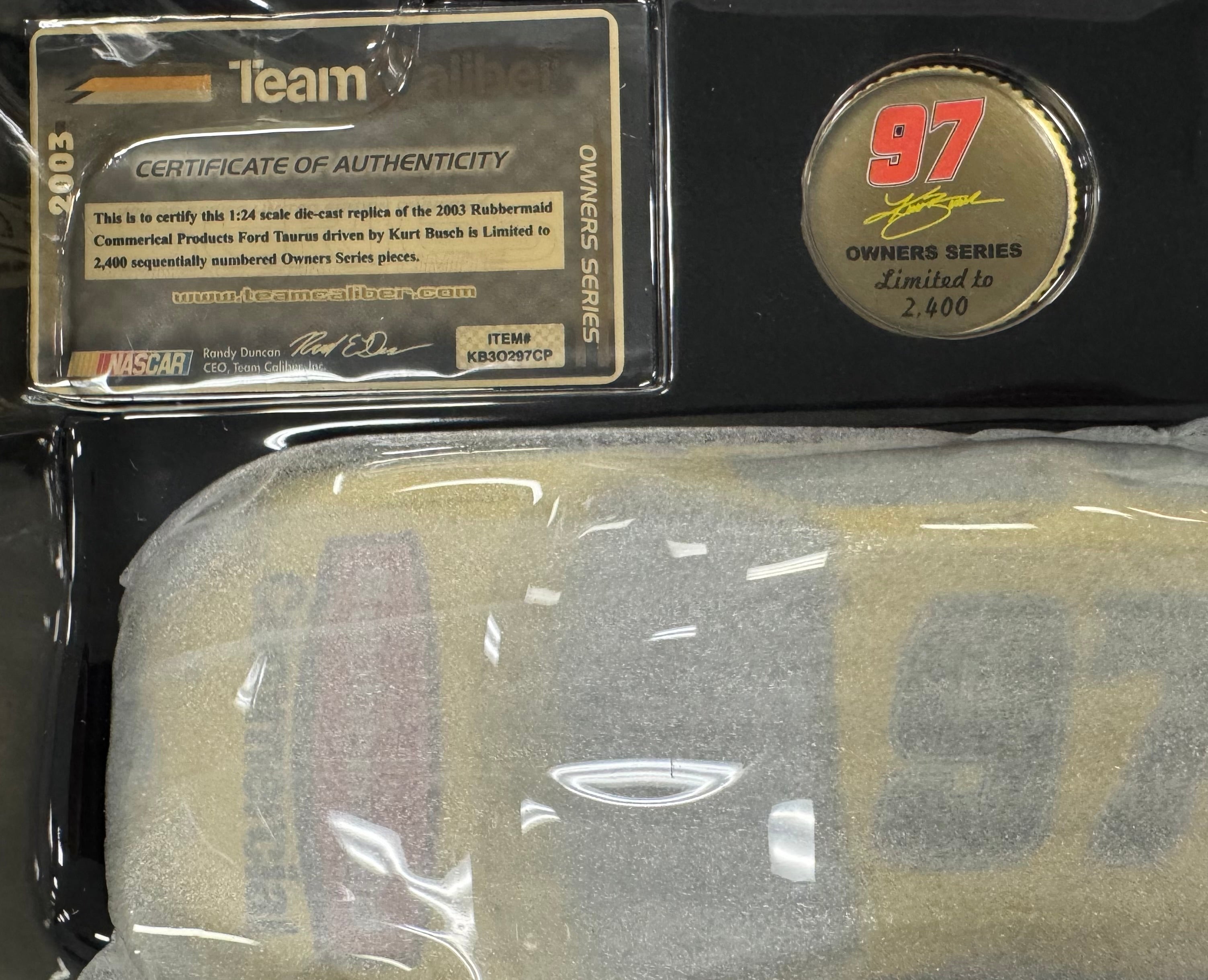Kurt Busch #97 Rubbermaid Commercial 2003 Team Caliber 1:24 Diecast Car /2400