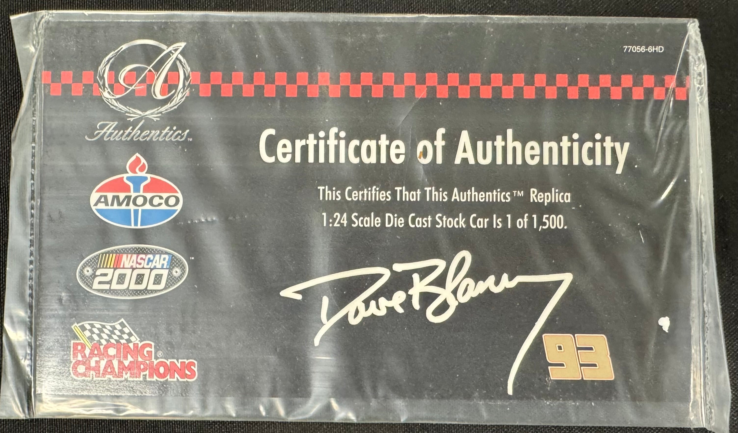 Dave Blaney #93 Amoco 2000 Racing Champions Authentics 1:24 Diecast Car /1500
