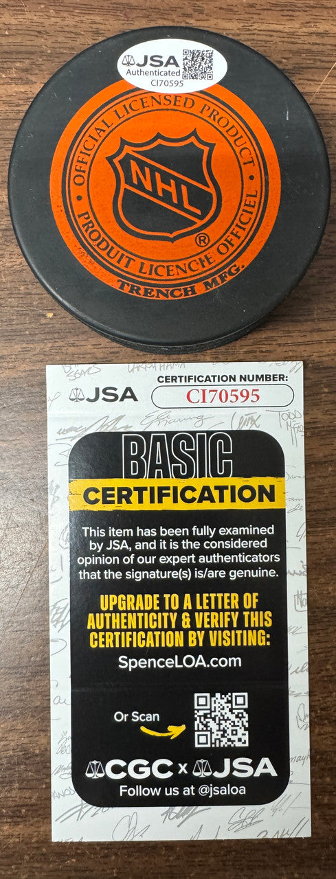 Ted Lindsay Signed Autographed Detroit Red Wings Puck JSA