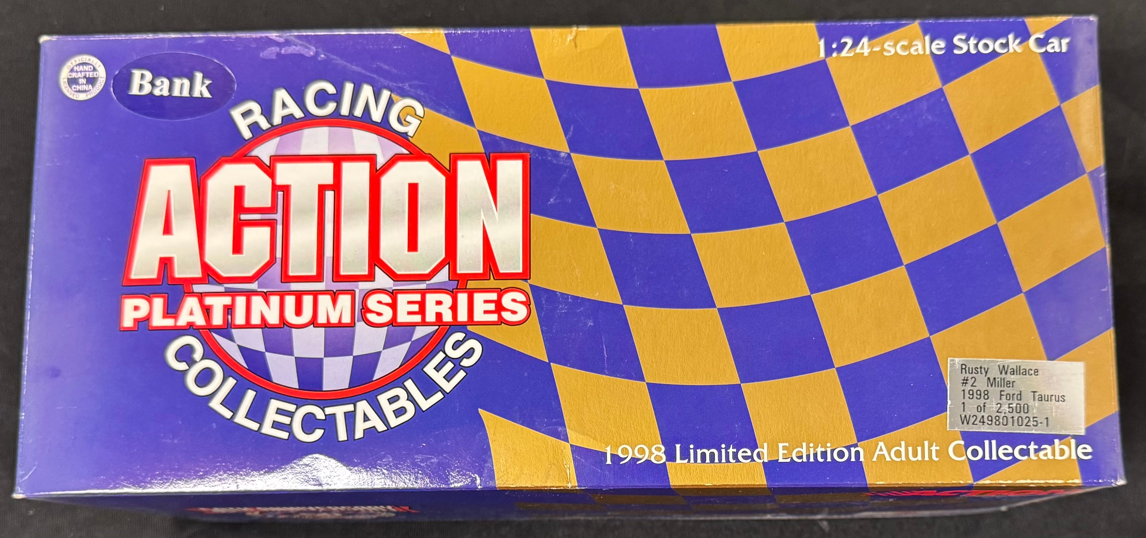 Rusty Wallace #2 Miller Lite Bank 1998 Action Racing 1:24 Diecast Car /2500