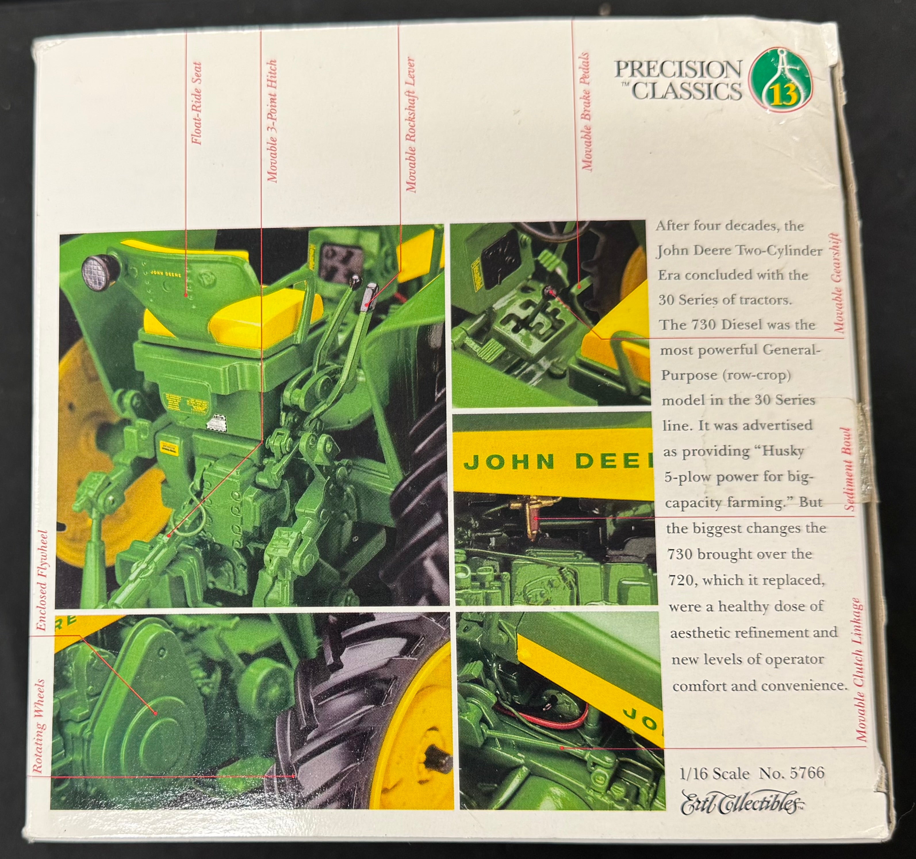 1998 ERTL Precision Classics John Deere Model 730 Diecast 1:16 Tractor With Box