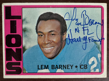 1972 Topps Lem Barney #42 Signed Autographed Inscribed JSA