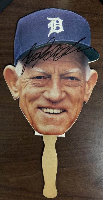 Sparky Anderson Signed Fan Detroit Tigers JSA *626