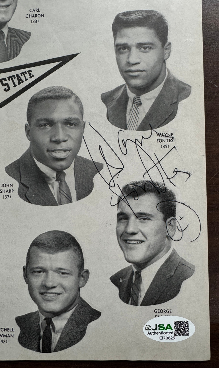 Wayne Fontes Signed Autographed 1960 Michigan State vs. Ohio State Program JSA