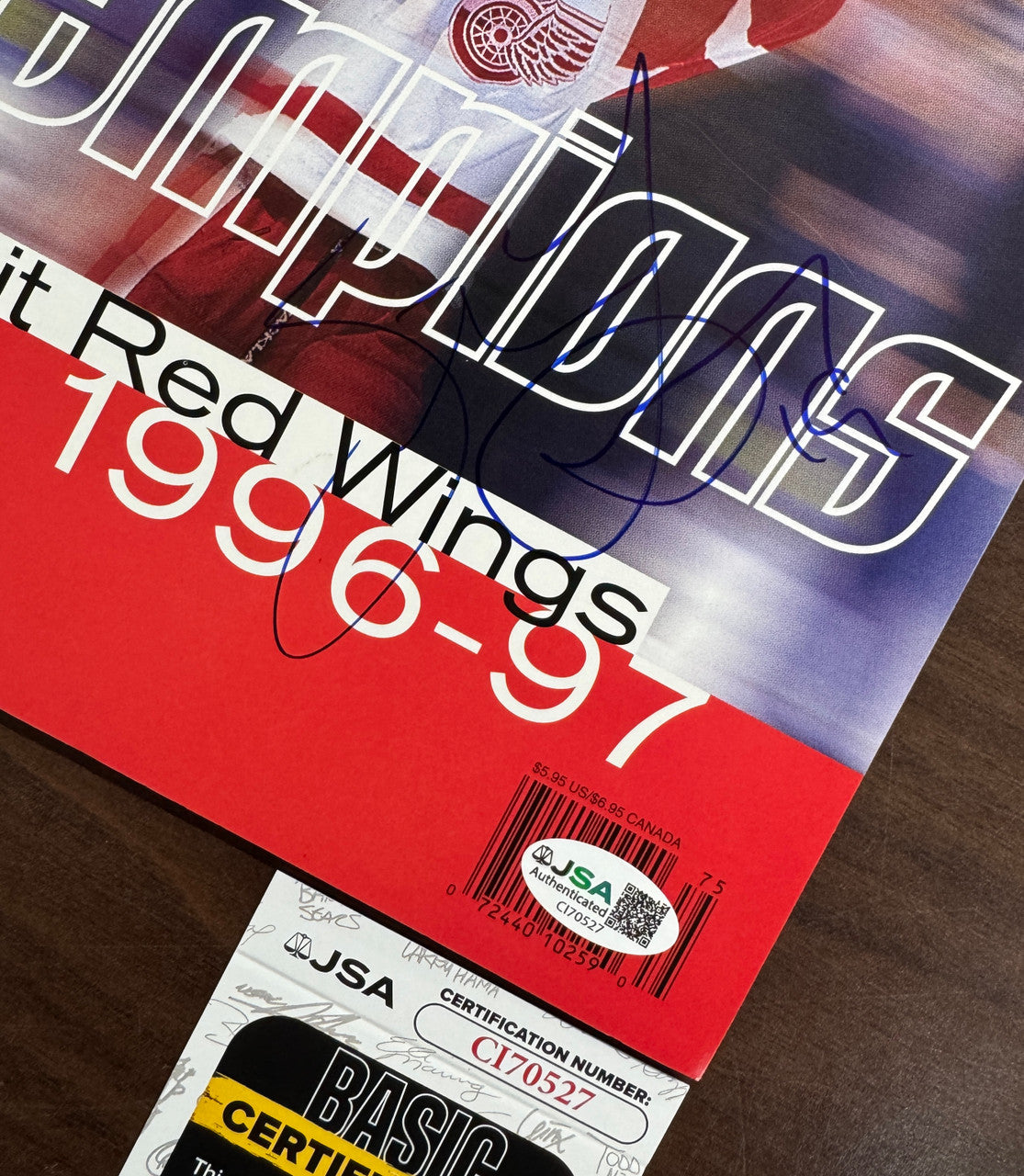 Steve Yzerman Signed Autographed Sports Illustrated Red Wings Cup Champions JSA