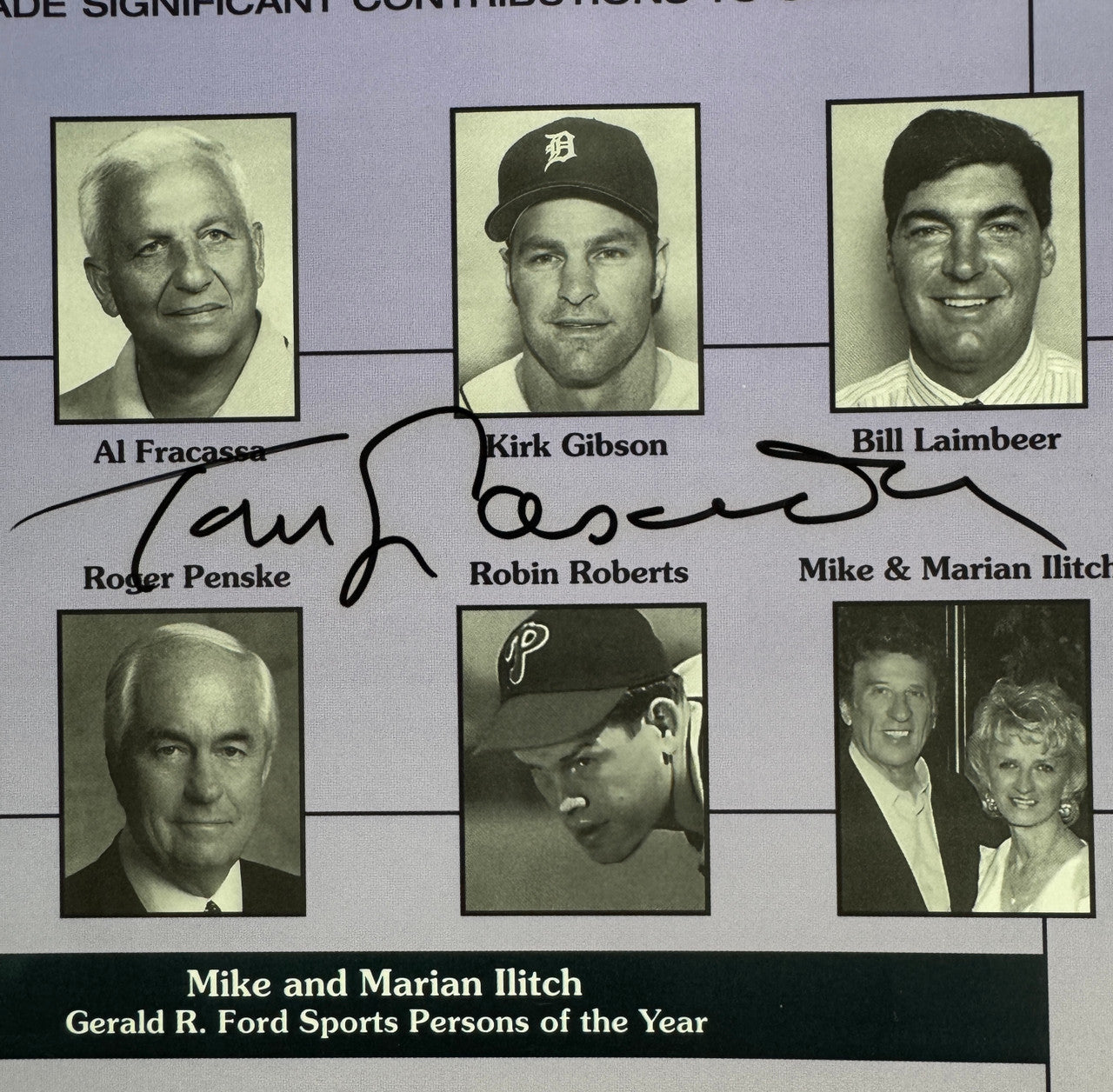 Tommy Lasorda Signed Autographed Michigan Sports HoF Program JSA