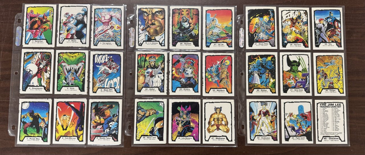 1990 Marvel Comic Images Jim Lee Complete Card Set (45) NM
