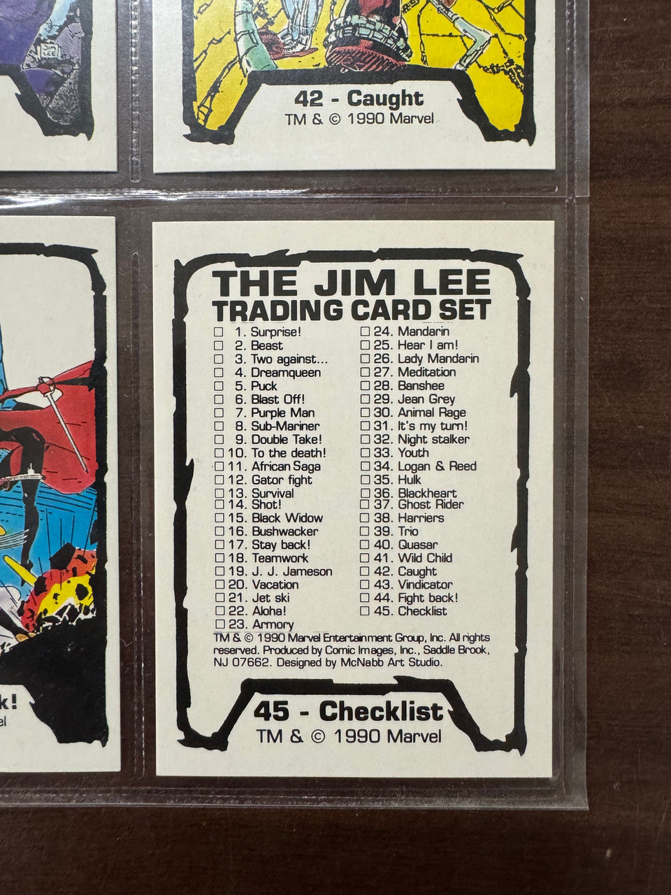 1990 Marvel Comic Images Jim Lee Complete Card Set (45) NM