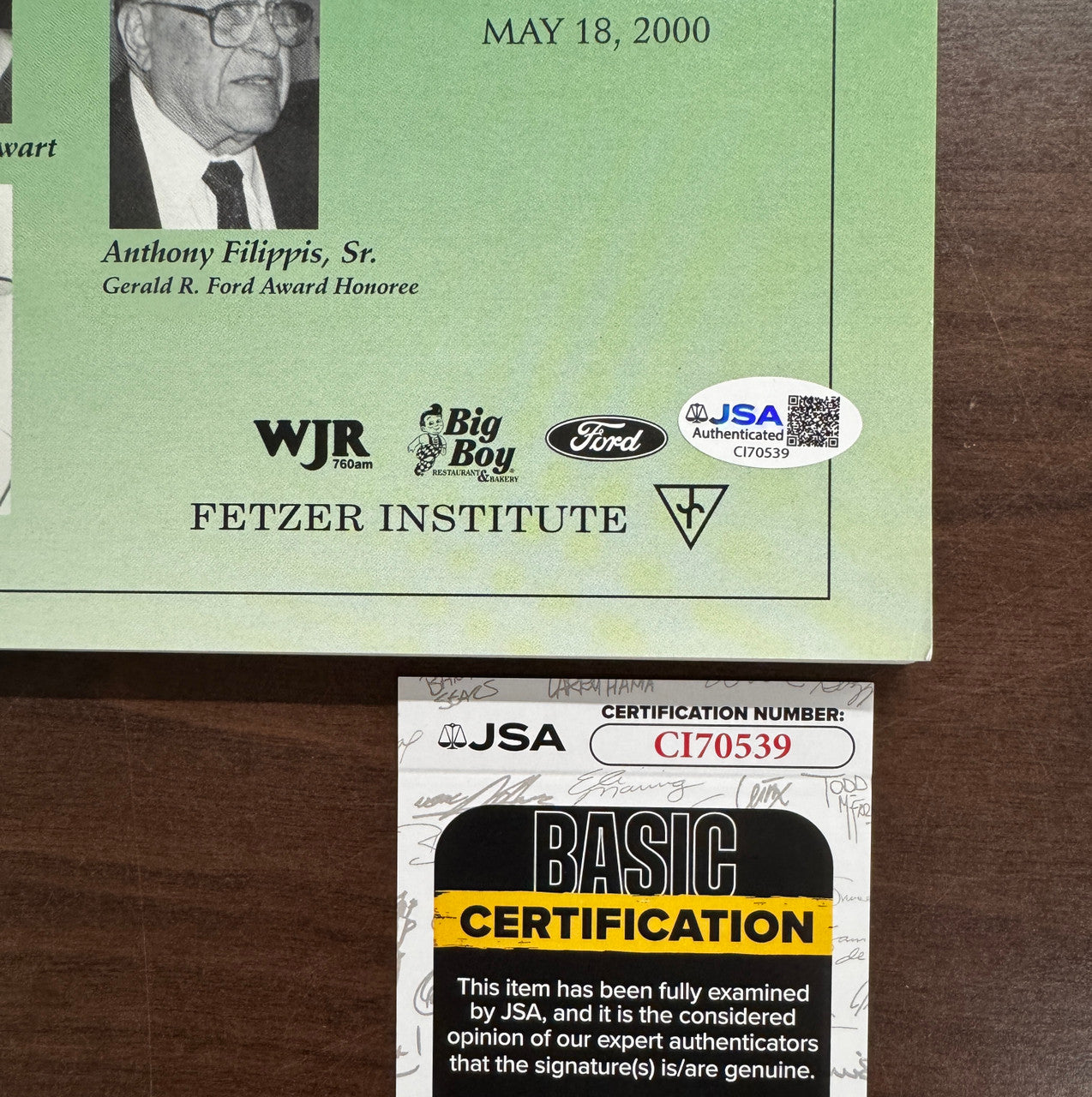 Tom Izzo Signed Autographed Michigan Sports HoF Program JSA