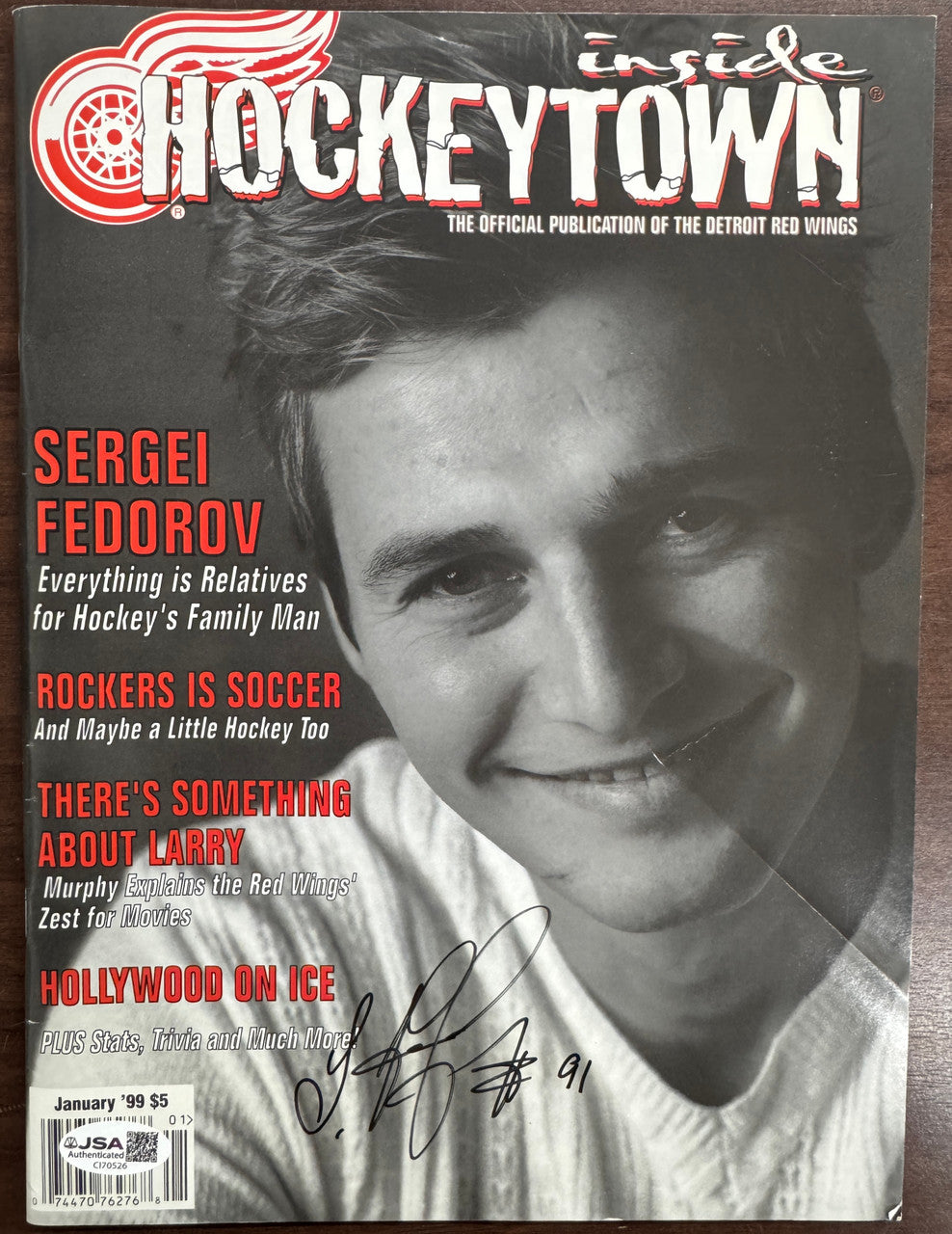 Sergei Federov Signed Autographed 1999 Inside Hockeytown Magazine JSA