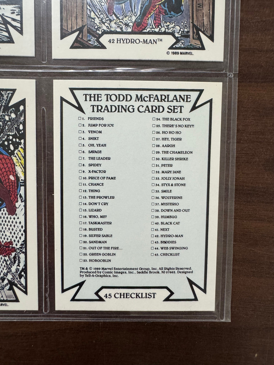 1989 Marvel Comic Images Todd McFarlane Complete Card Set (45) NM