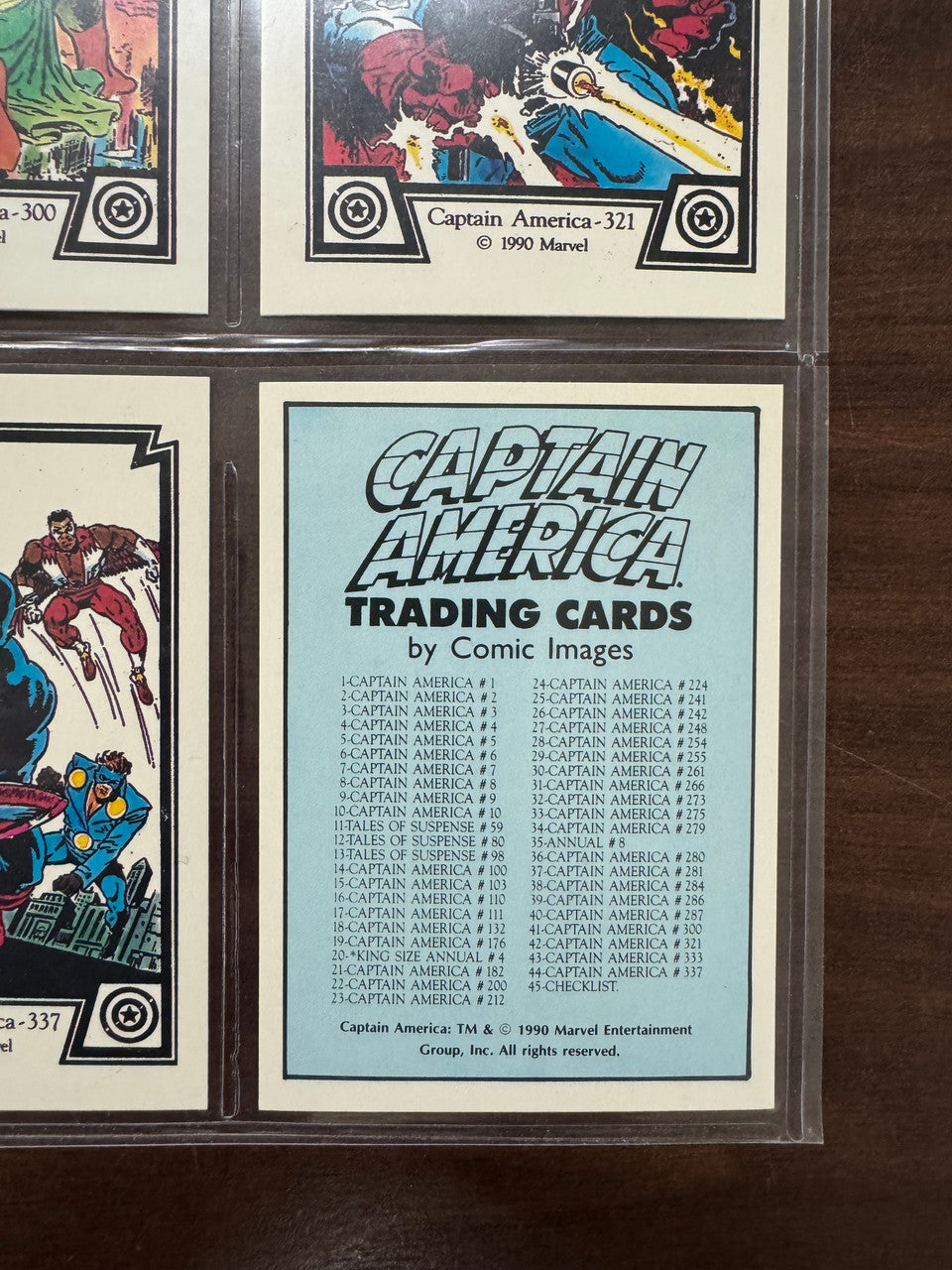1990 Marvel Comic Images Captain America Complete Card Set (45) NM